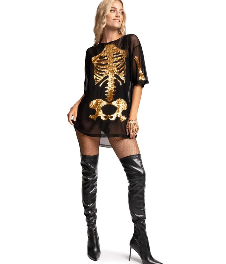 Gold Skeleton Mesh Costume Dress