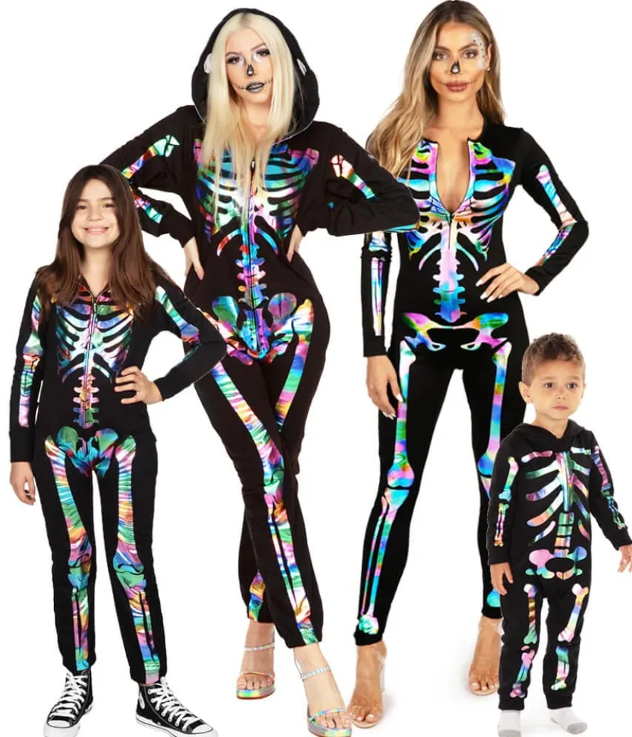 Matching Iridescent Skeleton Family Costumes