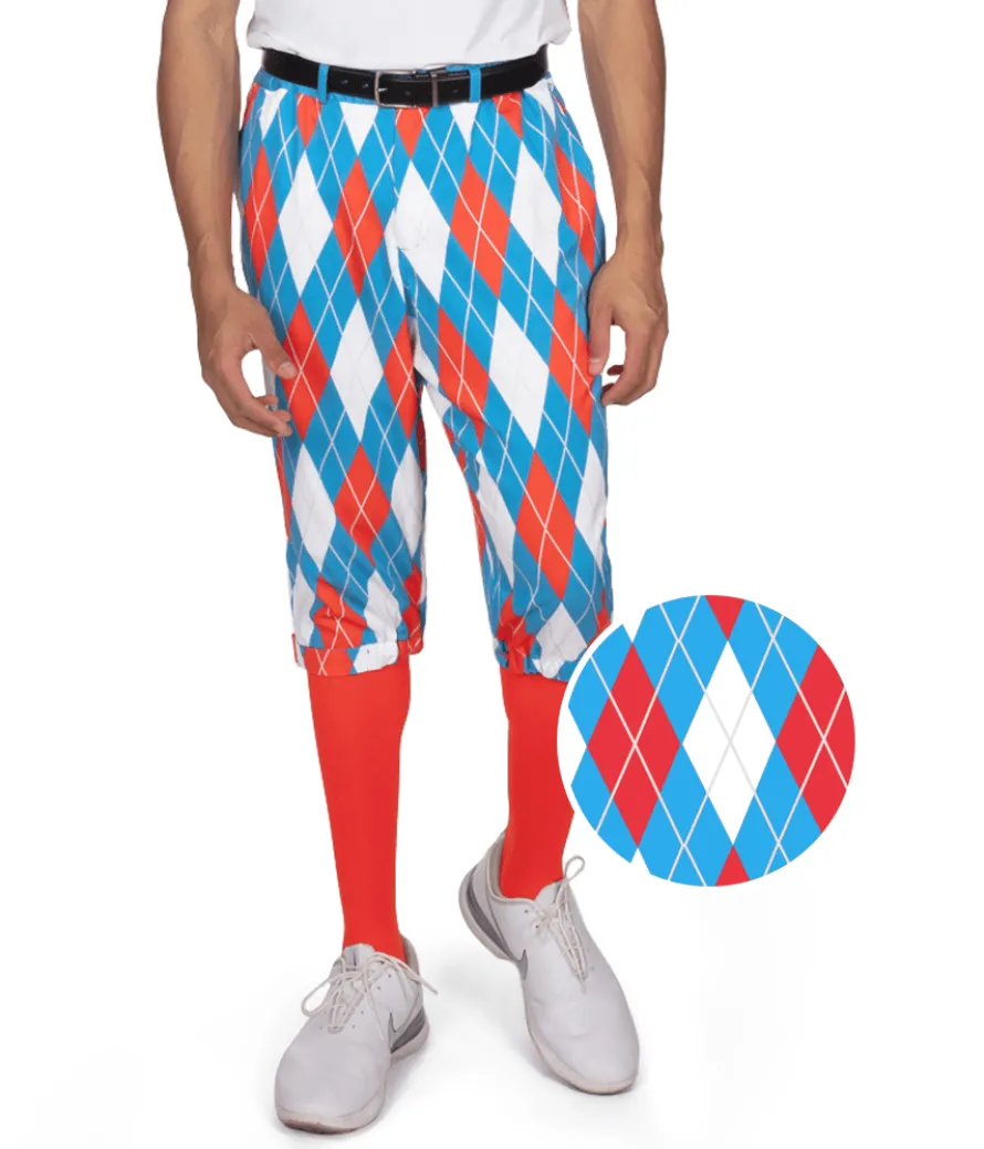 Men's American Argyle Golf Knickers with Red Golf Socks