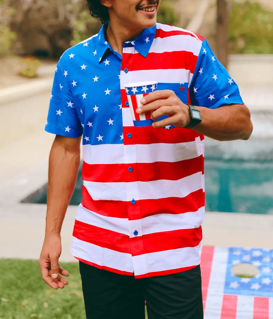 Men's American Flag Button Down Shirt