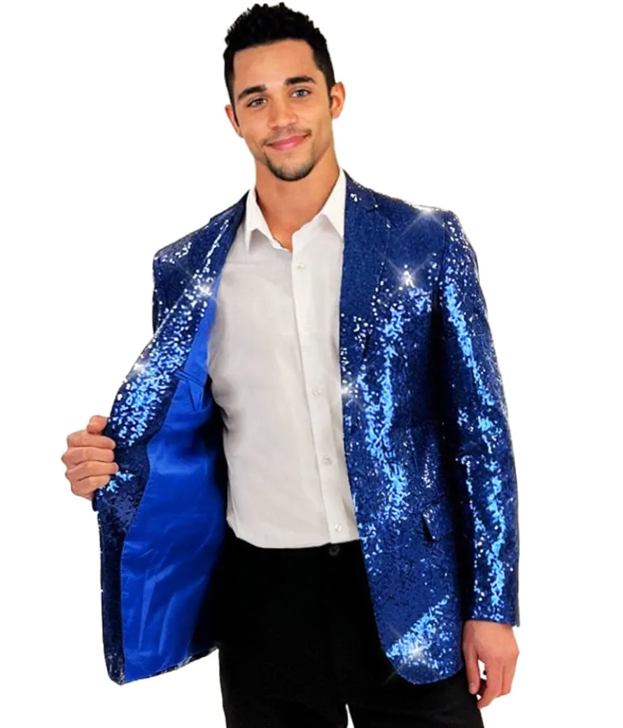Men's Blue Sequin All Over Blazer