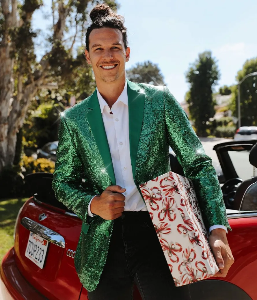 Men's Green Sequin All Over Blazer