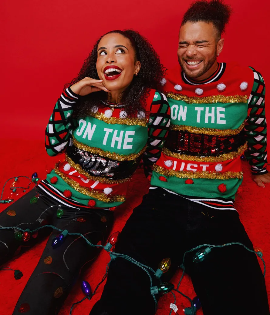 Men's Naughty or Nice Reversible Sequin Ugly Christmas Sweater