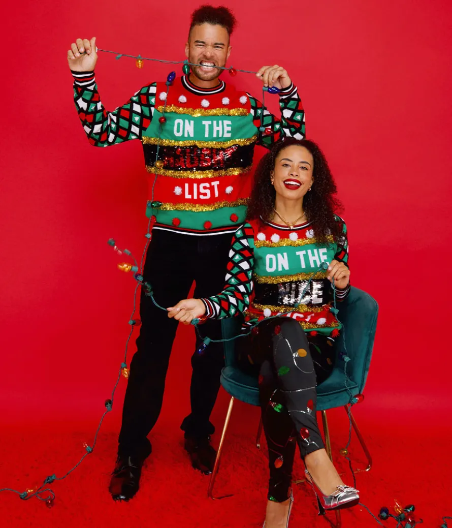 Men's Naughty or Nice Reversible Sequin Ugly Christmas Sweater