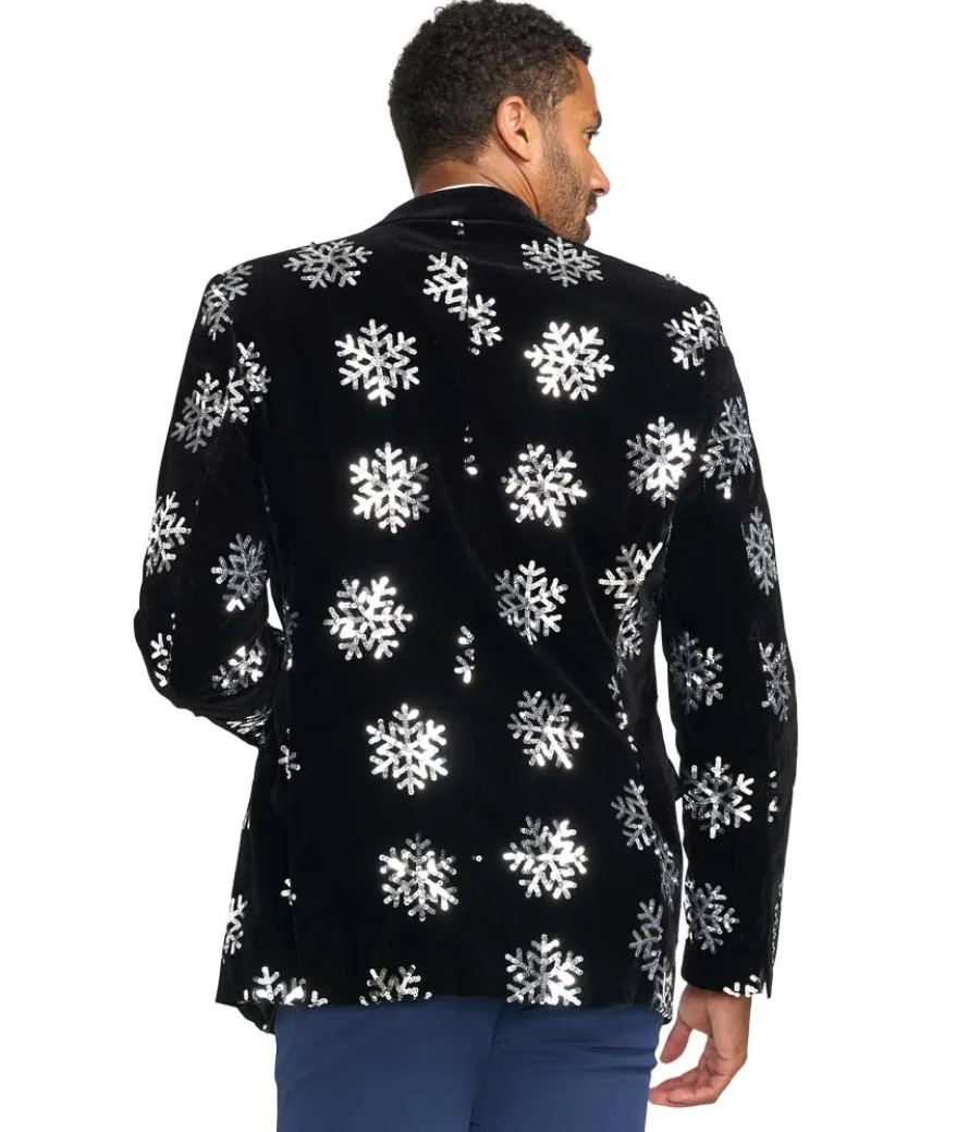 Men's Sequined Snowflake Velvet Blazer