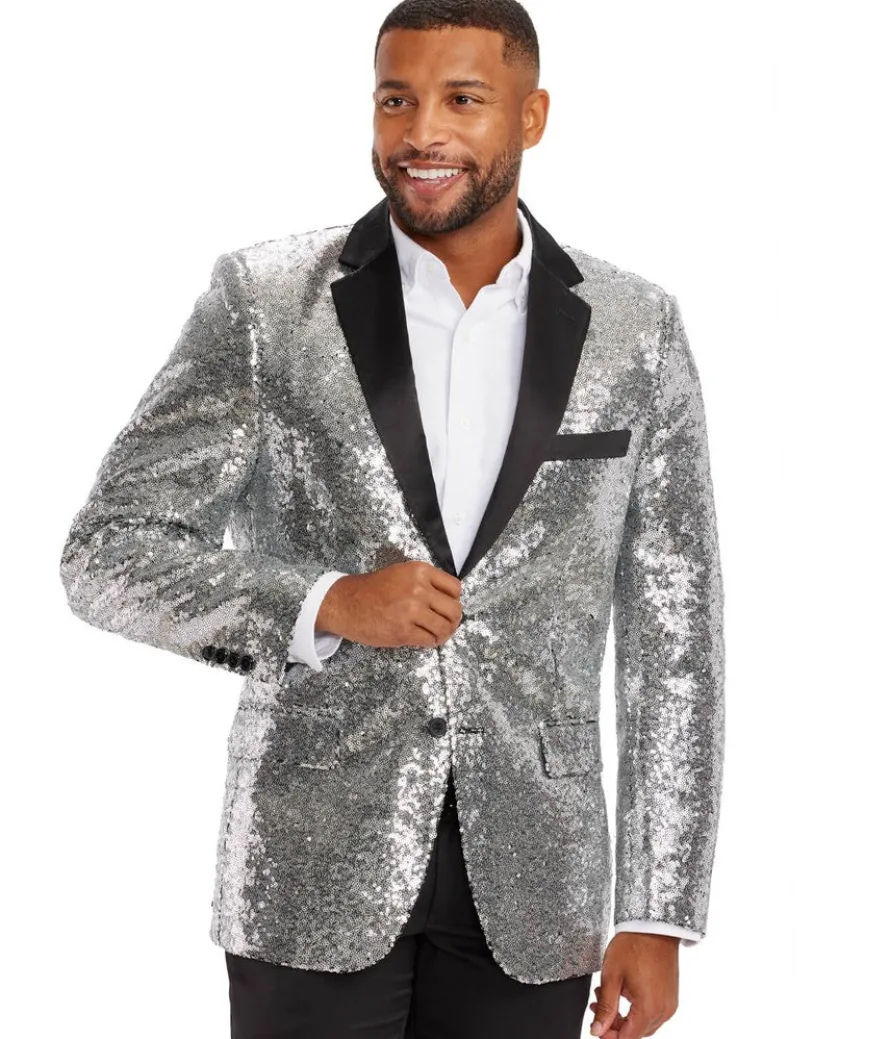 Men's Silver Sequin Blazer