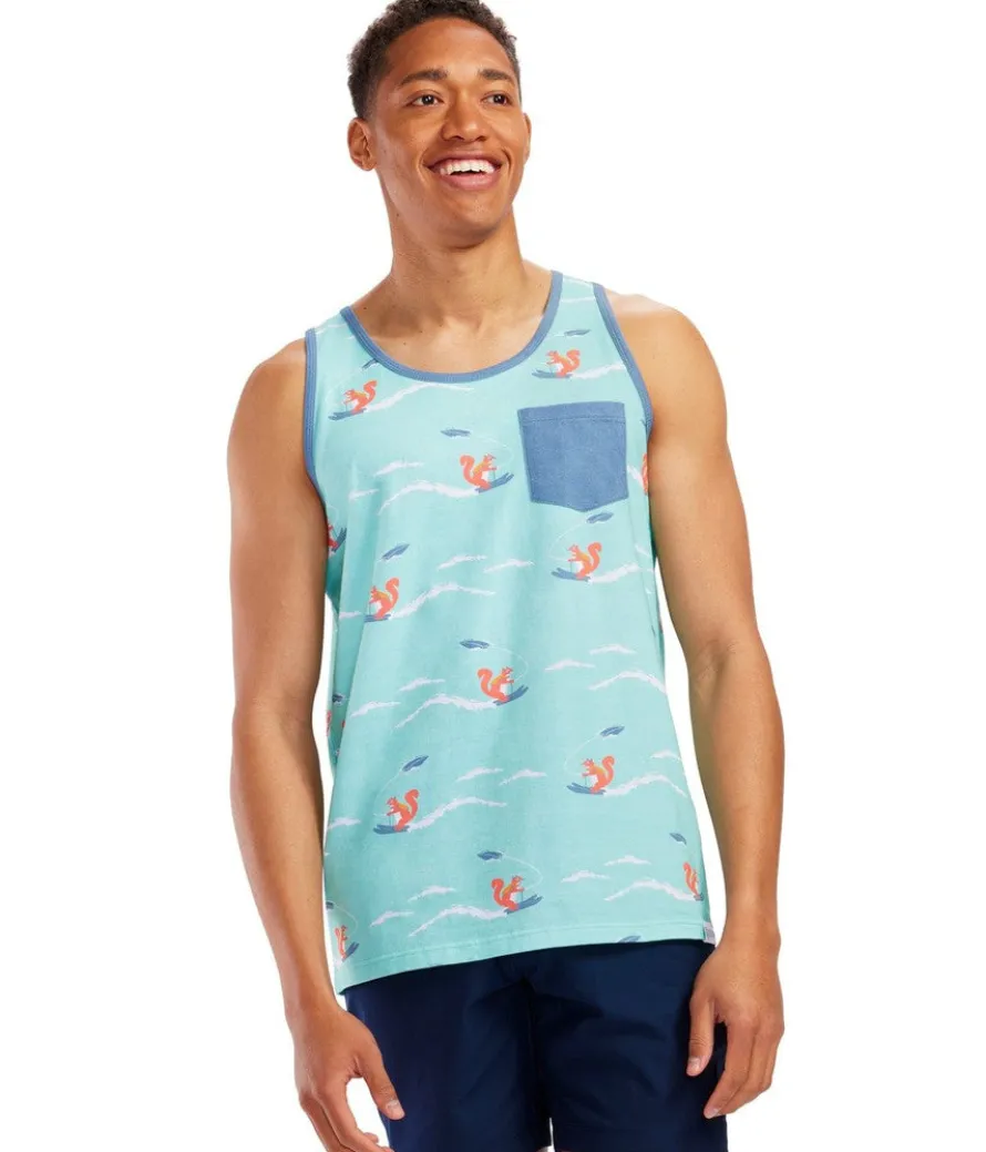 Men's Squirrel on Water Skis Tank Top