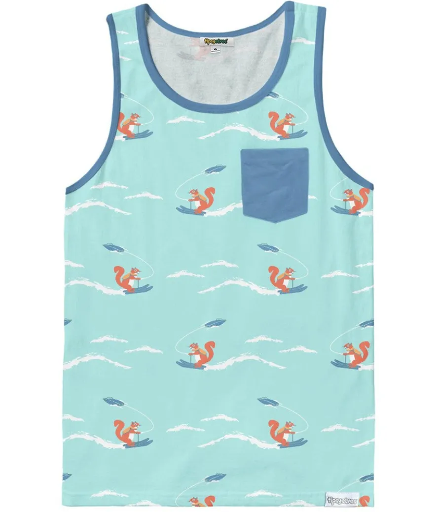 Men's Squirrel on Water Skis Tank Top
