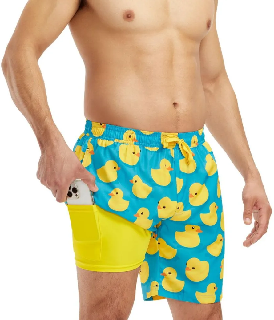 Rubber Ducky Stretch Swim Trunks With Liner - 7.5