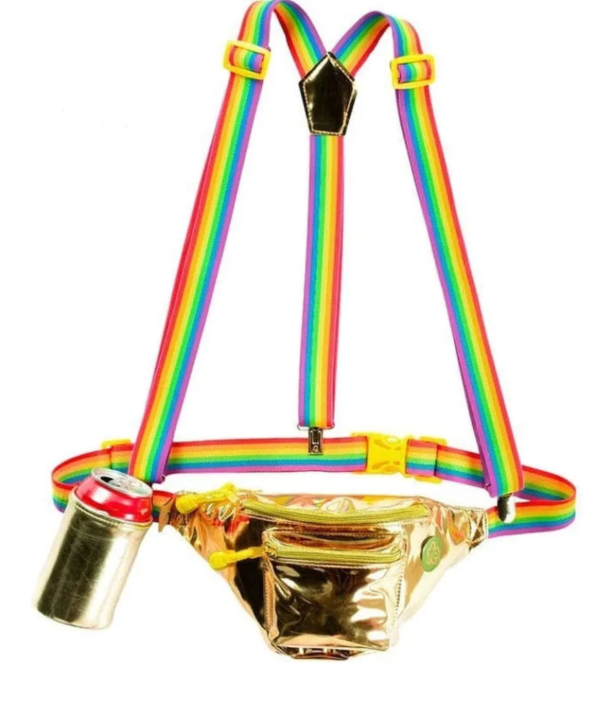 The Gold Rainbow Fanny Pack and Suspenders