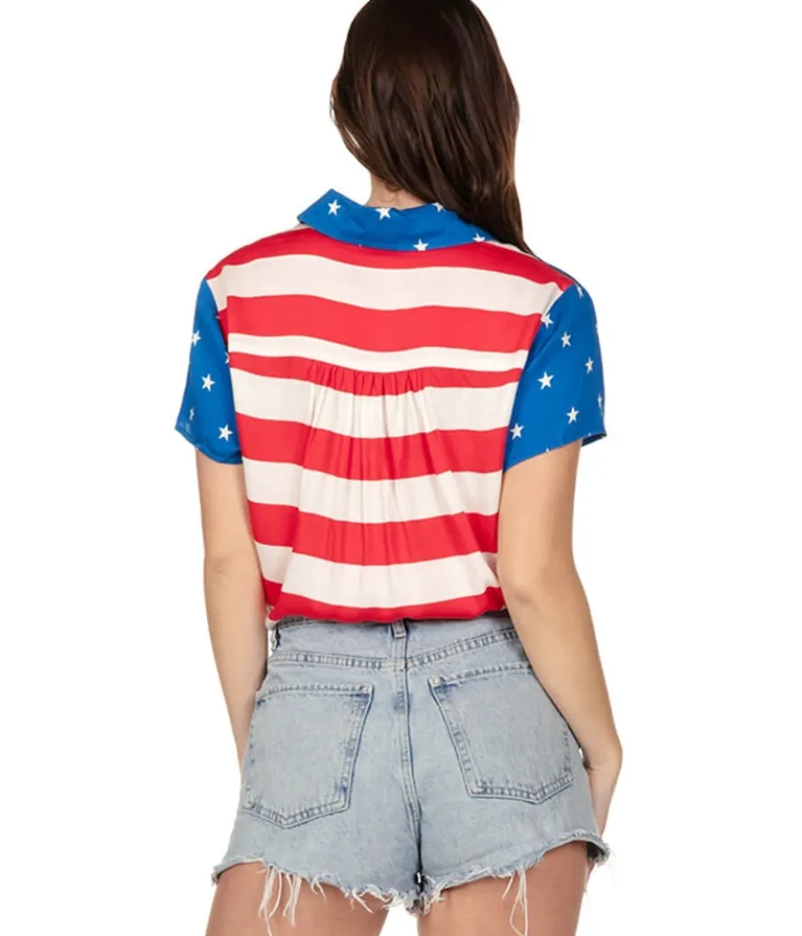 Women's American Flag Button Down Shirt