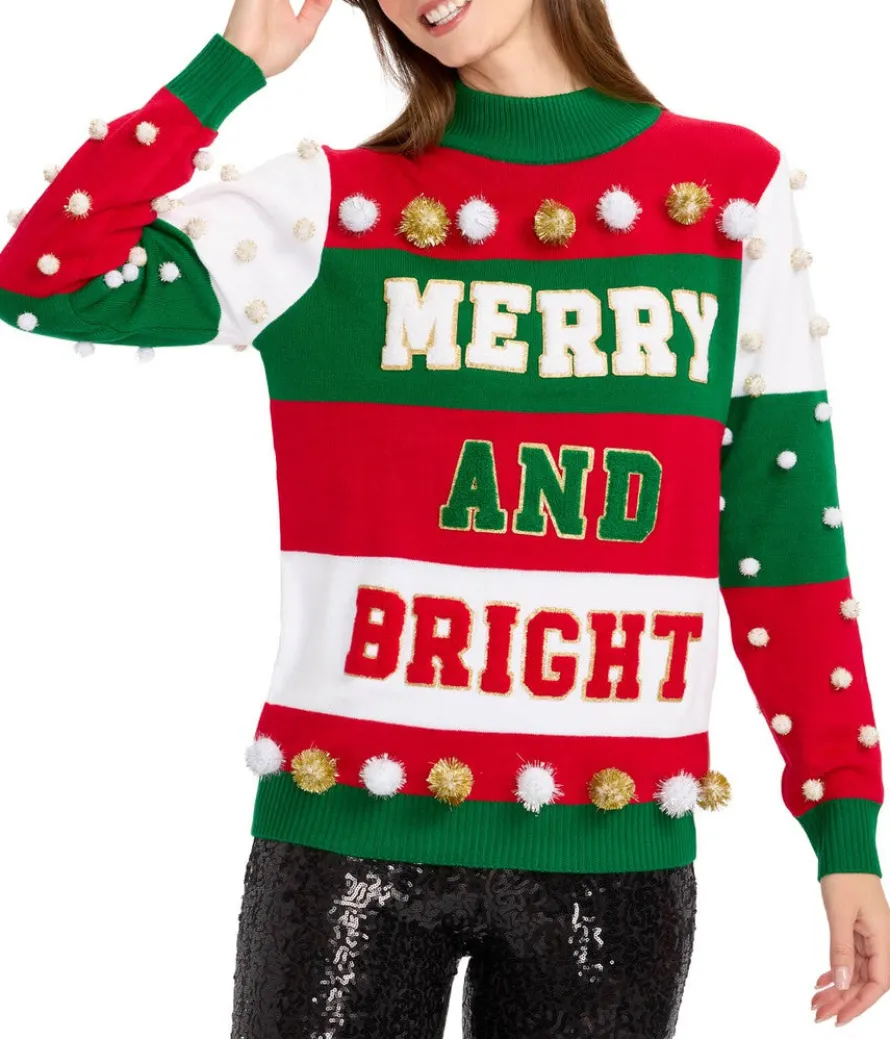 Women's Merry and Bright Turtleneck Christmas Sweater