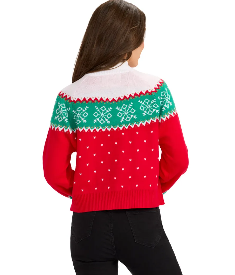 Women's Merry Christmas Tassel Turtleneck Cropped Sweater