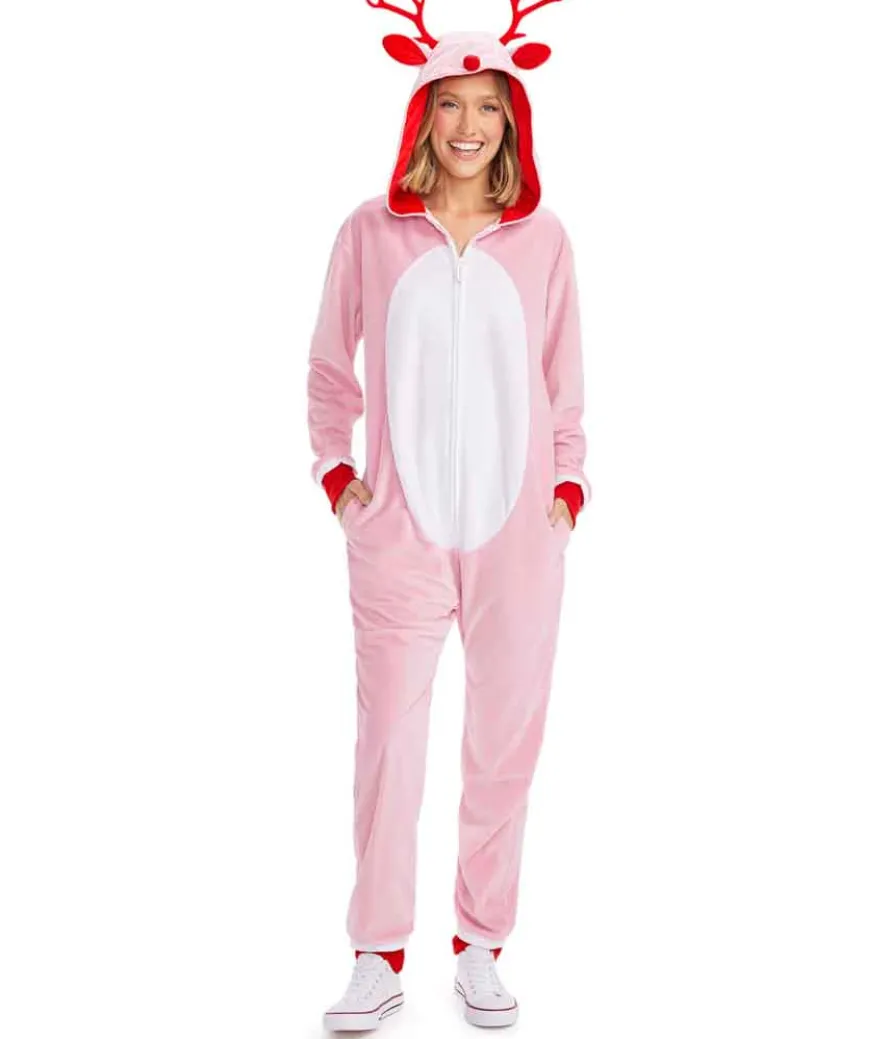 Women's Pink Rudolph Jumpsuit