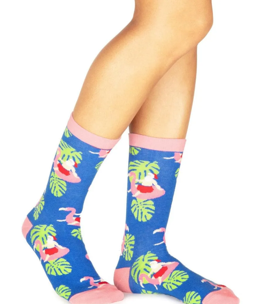 Women's Santa Pool Party Socks (Fits Sizes 6-11W)