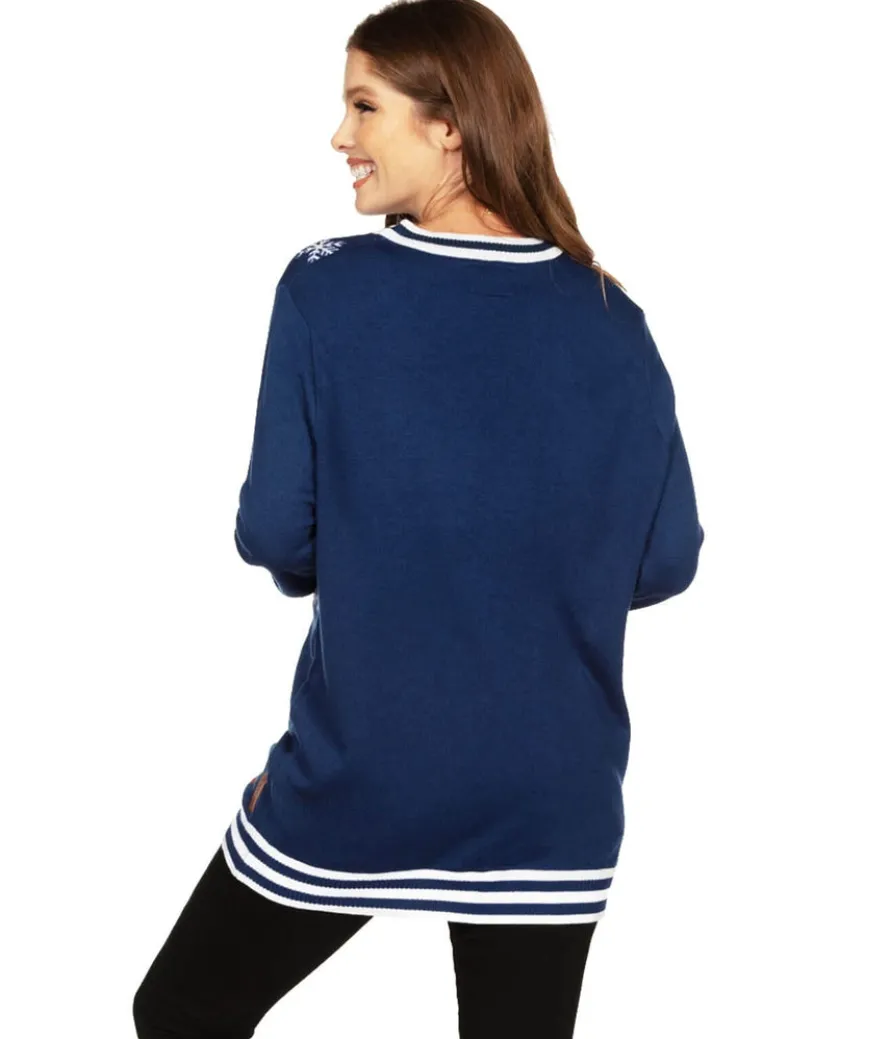 Women's Santa's Log On Fire Oversized Christmas Sweater