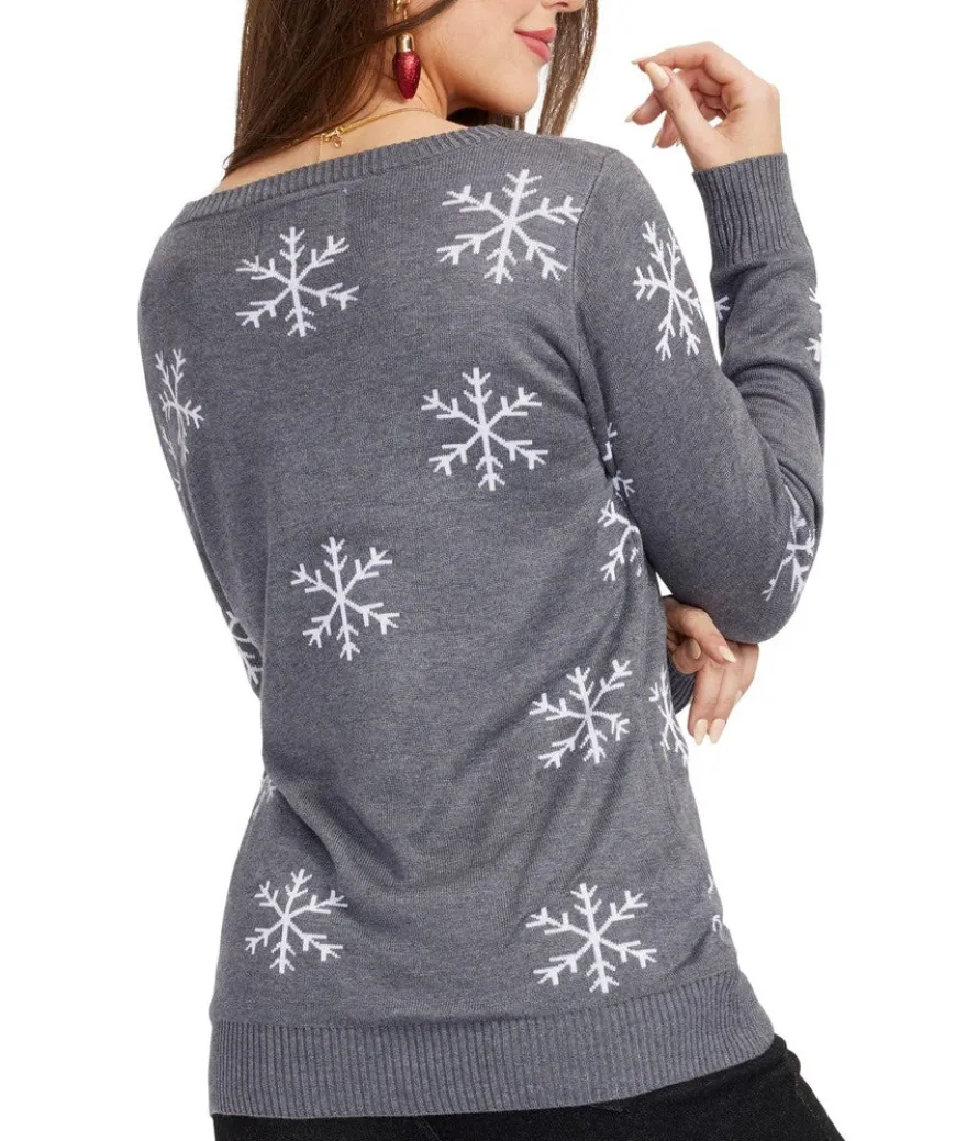 Women's Sequined Snow Day Ugly Christmas Sweater