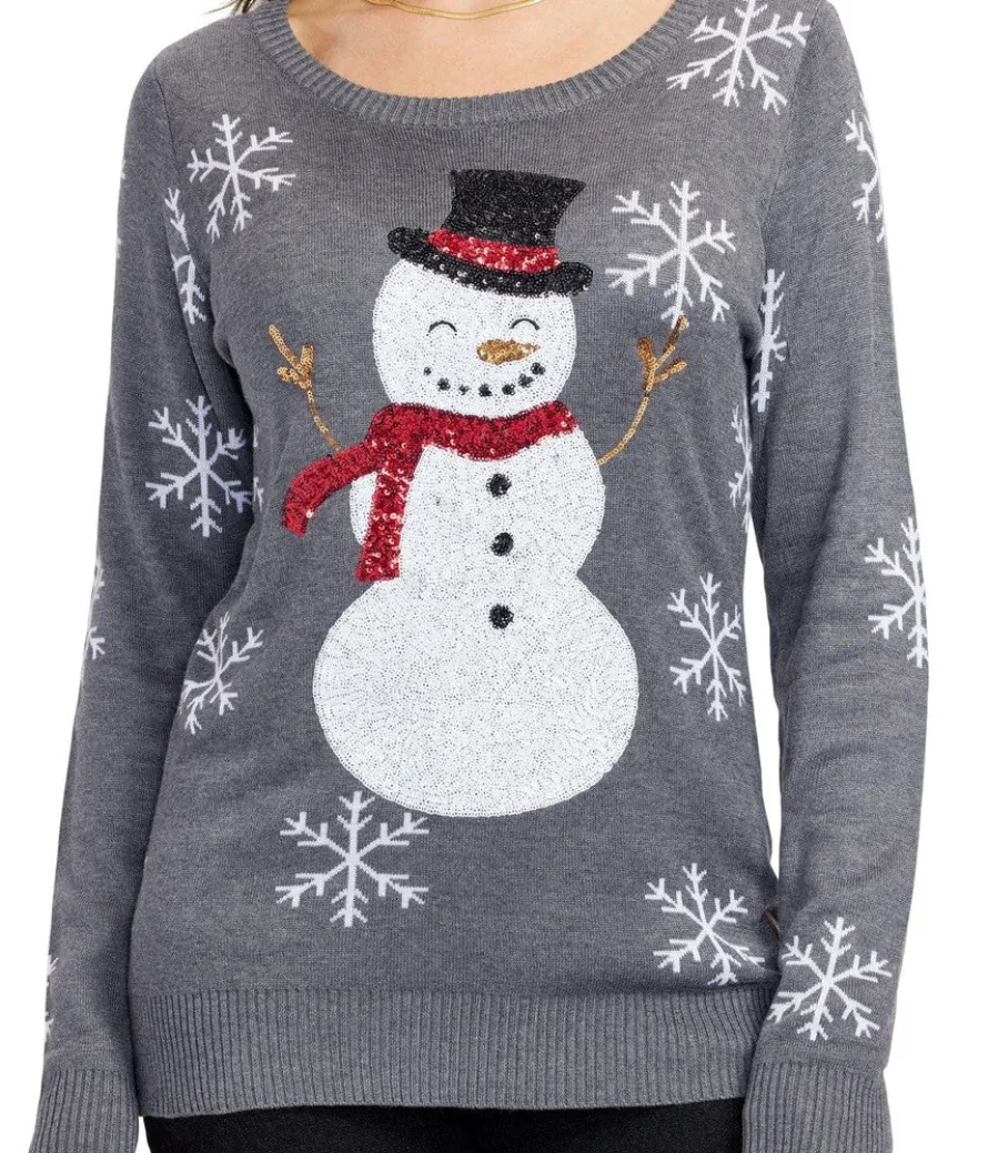 Women's Sequined Snow Day Ugly Christmas Sweater