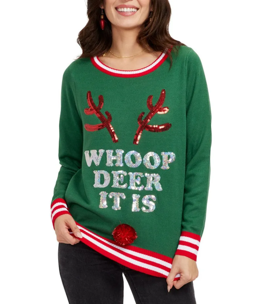 Women's Whoop Deer It Is Ugly Christmas Sweater
